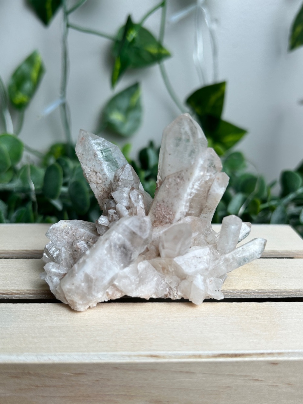 Natural Pink Quartz Crystal Cluster